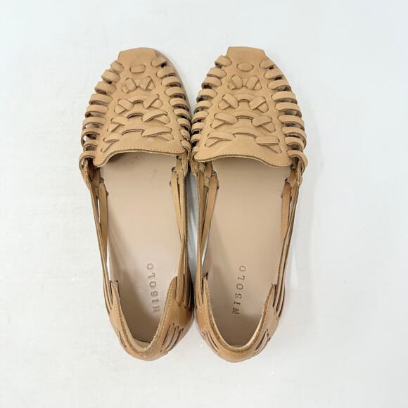 Nisolo Women’s Huarache Flats Size 9 Leather Sandals Handwoven Tan Neutral - Picture 8 of 12